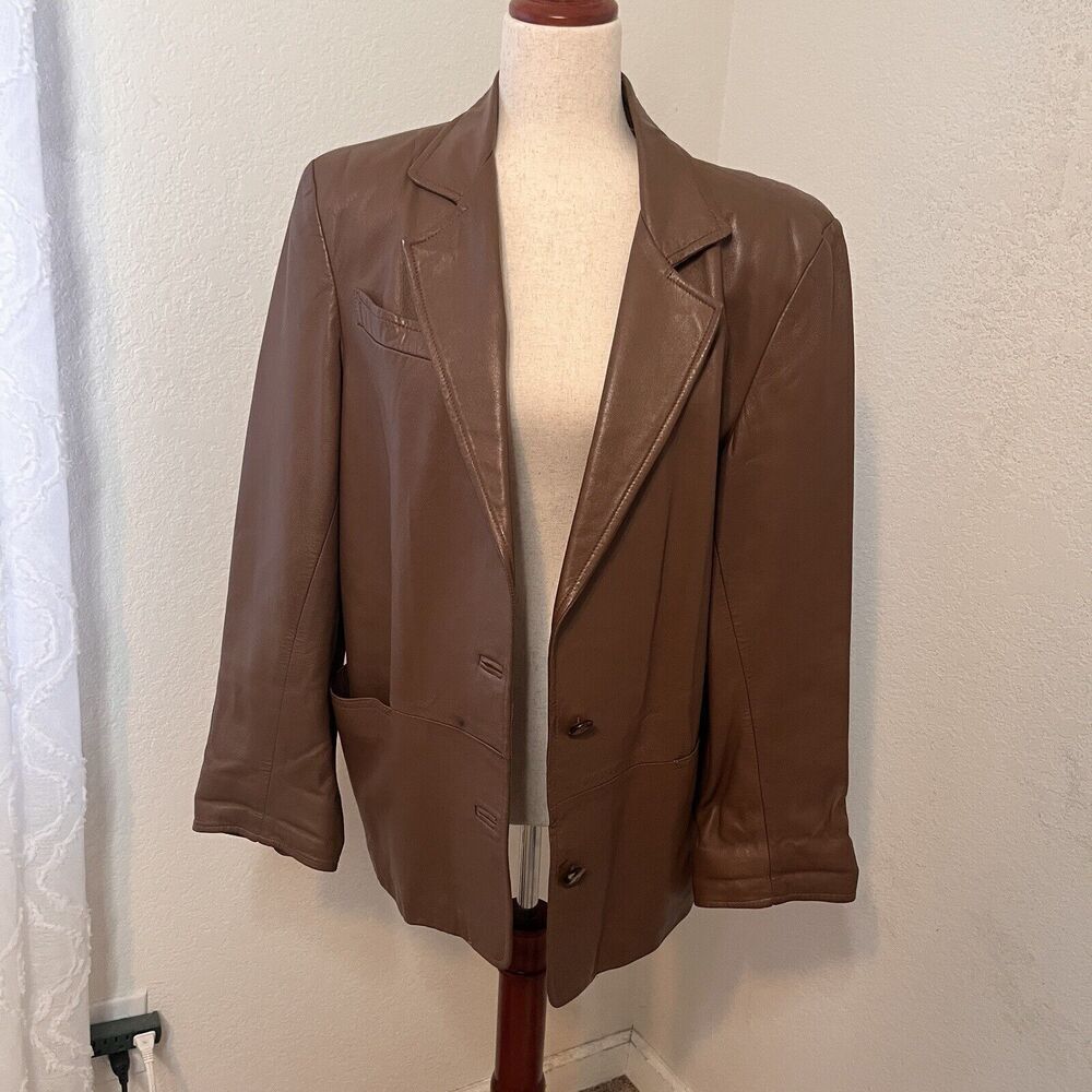 Vintage Duca Roma Leather Blazer Jacket Size Small Camel Brown Y2K 90s